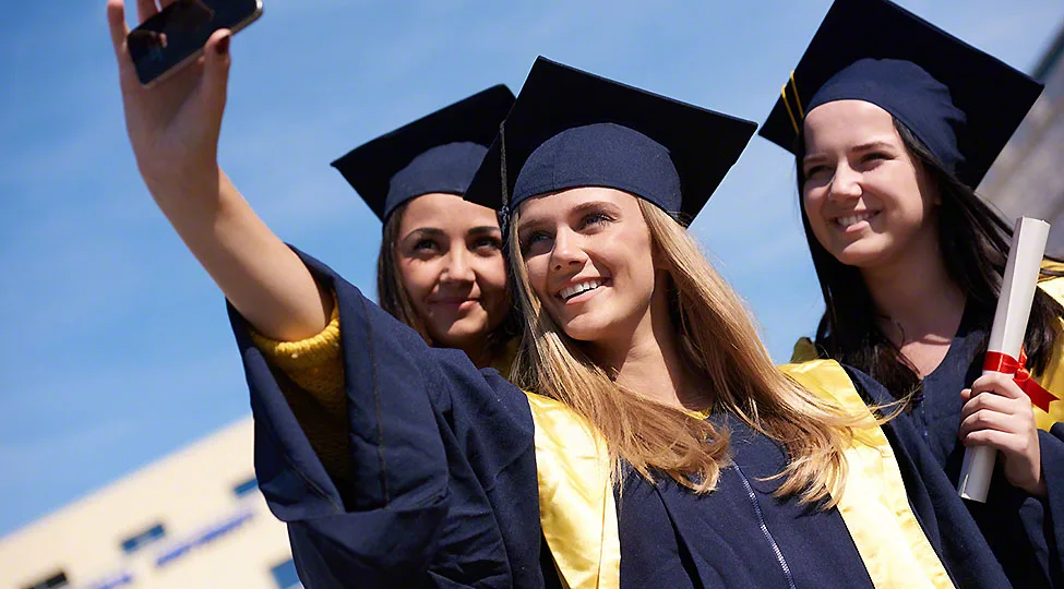 students group in graduates making selfie
