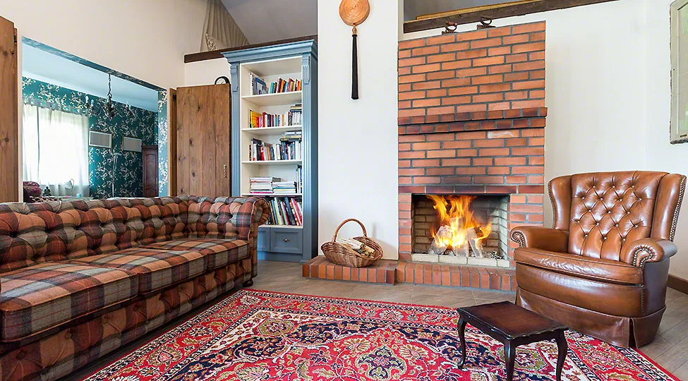Elegant rustic living room with sofa,