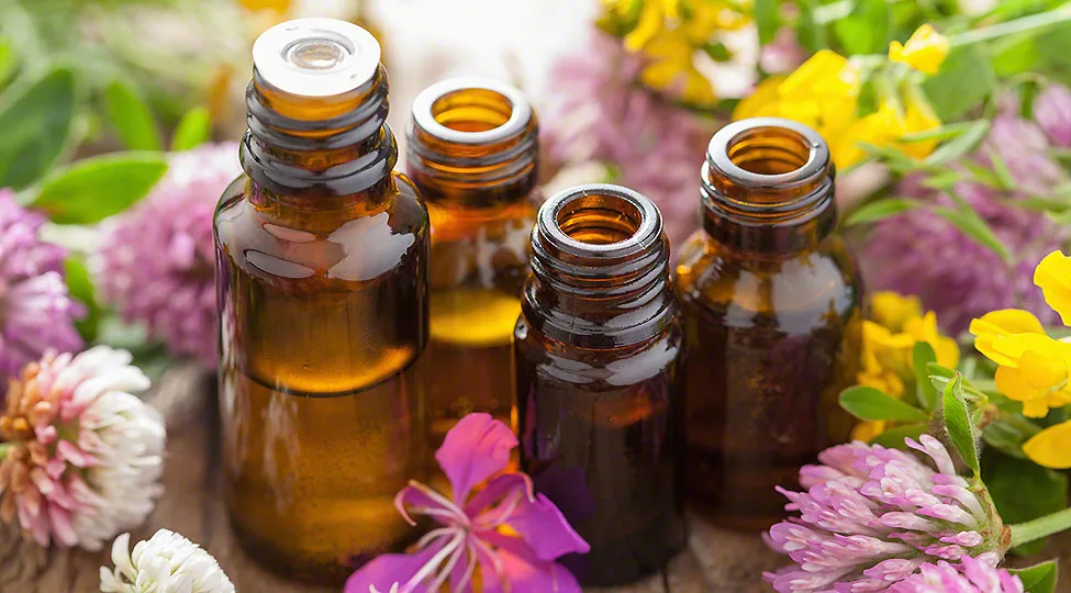 essential oils and medical flowers herbs