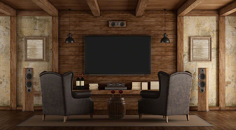 Home cinema in rustic style